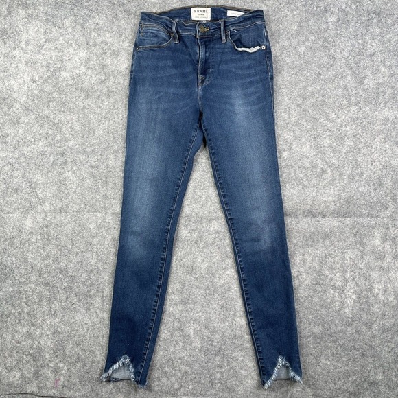 FRAME Denim Le High Skinny 26 Jeans Women's Blue Step Hem Stretch Medium - Picture 1 of 10